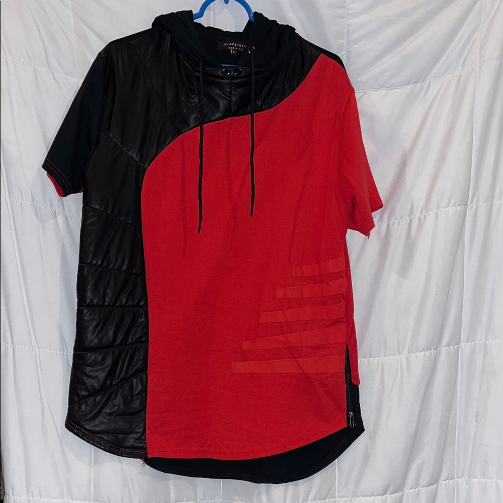 M. Society Mad City Hooded Puffer Quilted and Jersey Knit Top Men’s Large